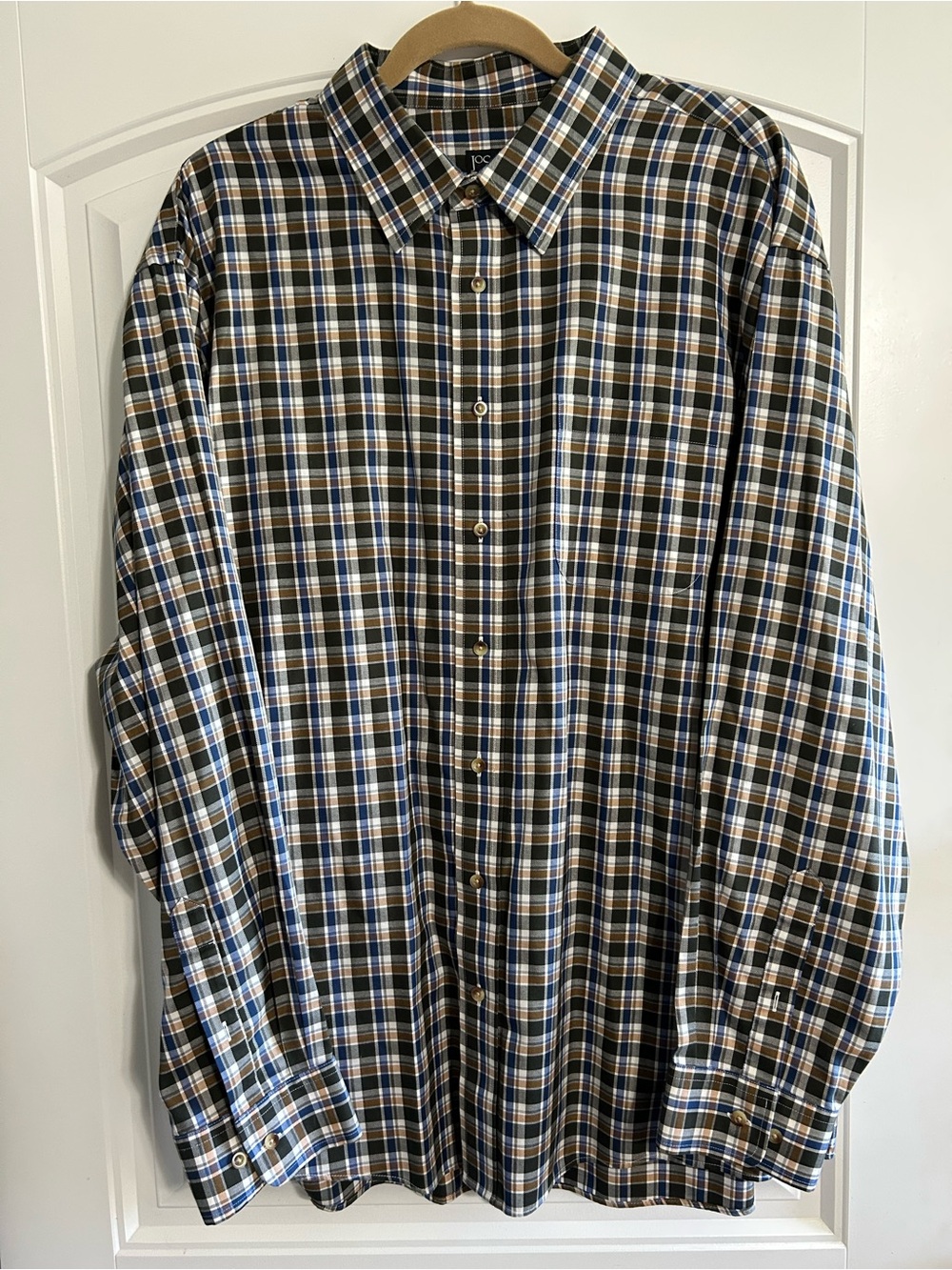 Jos. A. Bank Plaid Dress Shirt in Blue and Brown